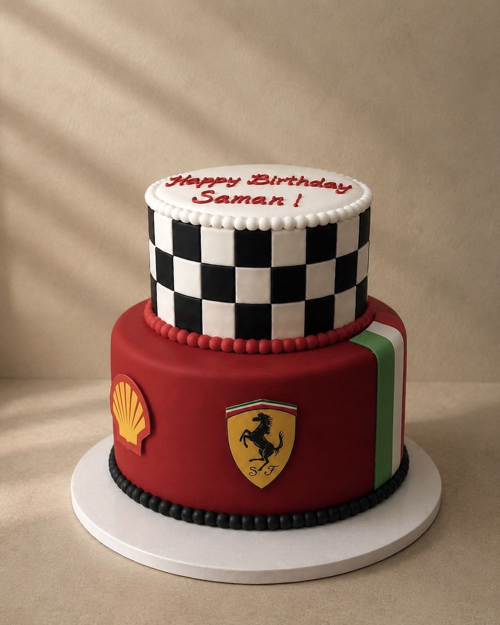 Ferrari-themed racing birthday cake
